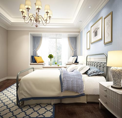 Miniatura 67 de 1730 1710 1707. Marco de cama de metal, tamaño queen, con cabecera vintage y base de plataforma con pie de cama, de hierro forjado. Negro -,Marrón