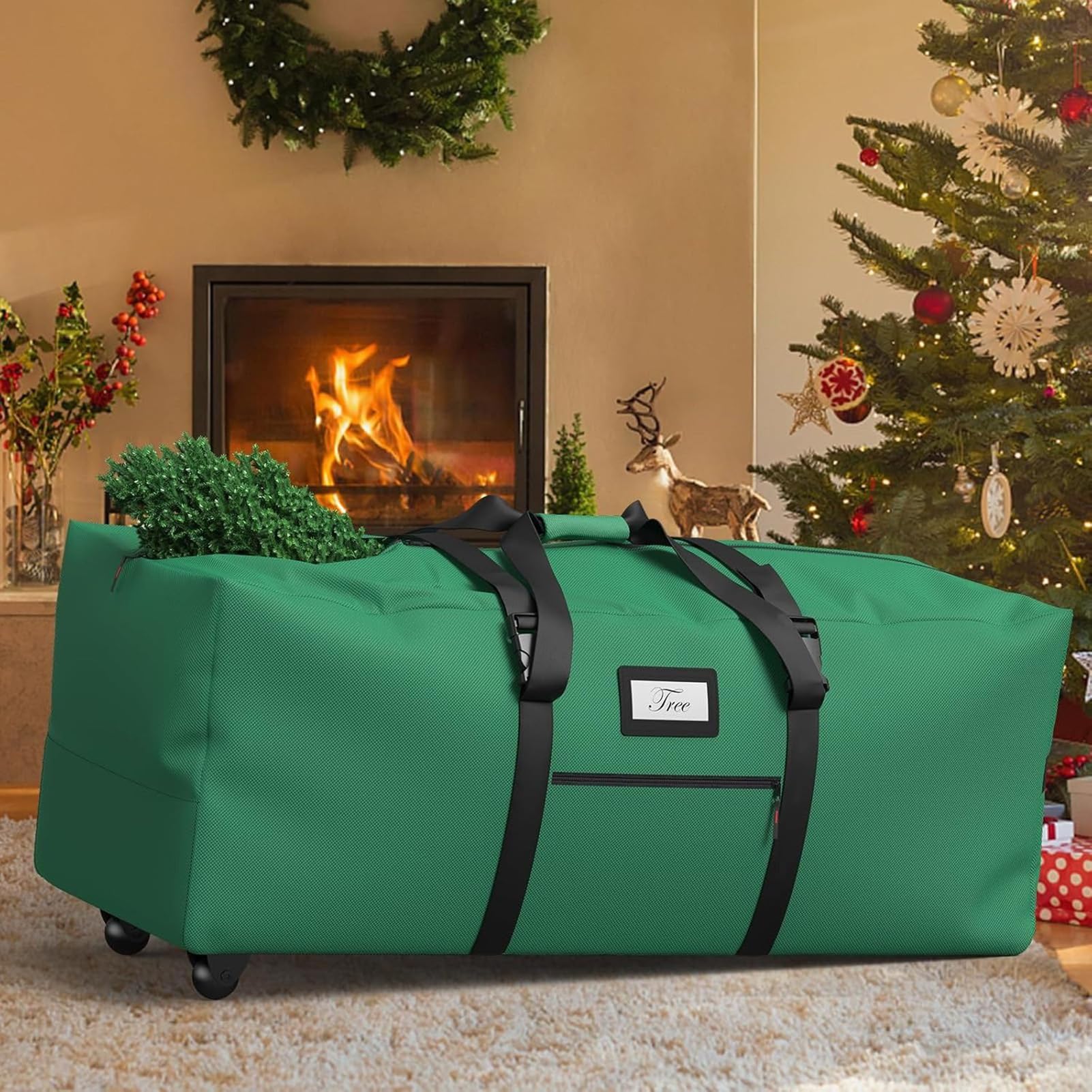 Contenitore Albero Di Natale Contenitore Tote Per Decorazioni Natalizie Con | Borsa Per Conservare L'Albero Di Natale Con Ruote Per Esterno Cucina Camera Da Garage Trasloco Imballaggio Ca