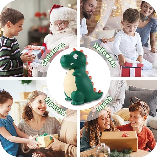 Miniatura 6 de ISVNEED - Alcancía de dinosaurio para niños y niñas, lindo banco de monedas irrompible, con capacidad para 350 monedas, artículos geniales para