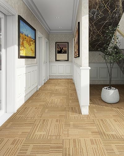 Alfombra cuadrada de 12 azulejos32 pies cuadrados, azulejos de alfombra comercial, altura de pelo de 0.27 pulgadas, alfombra de azulejos, respaldo