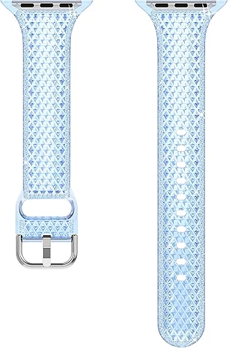 Miniatura 4 de Laxarmer Glitter Diamond Jelly Clear Sport Band Compatible with Apple Watch 45mm 44mm 42mm 41mm 40mm 38mm, iWatch SE2 SE Series 87654321,Waterproof