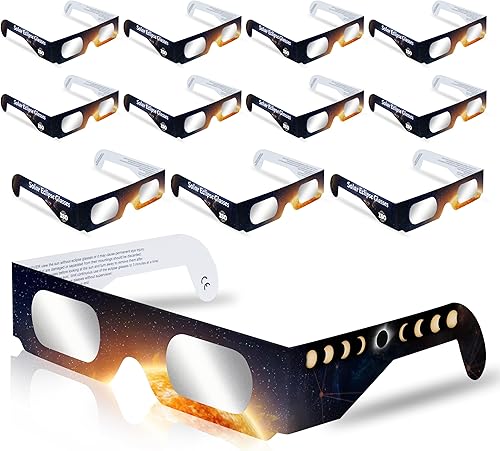 Gafas de eclipse solar aprobadas 2024  Gafas Eclipse con certificación CE e ISO, persianas seguras con visión solar directa para eclipse solar (12 disponible en Yaxa El Salvador