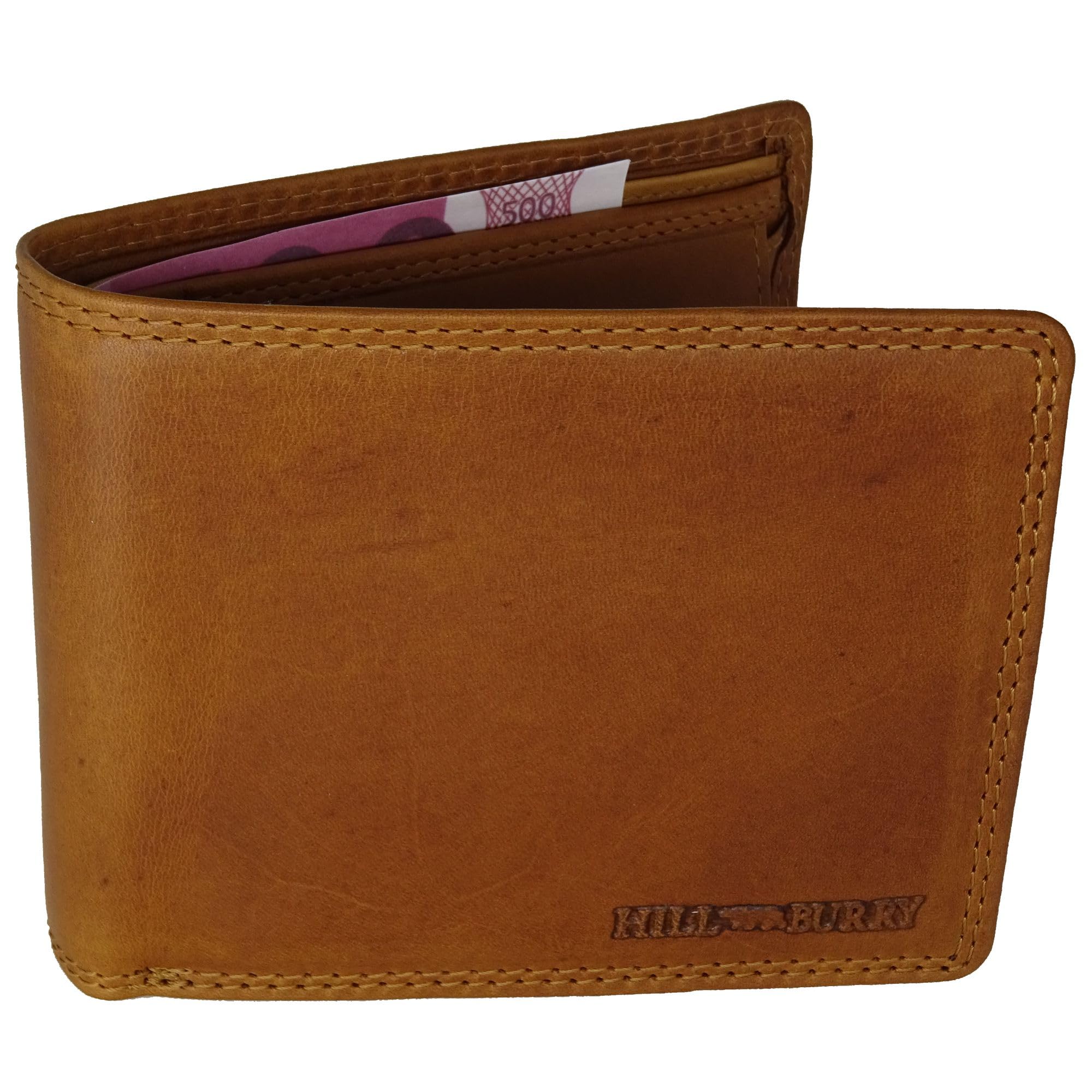 Geldbörse aus Leder für Damen und Herren | RFID-Schutz Münzfach Geldbeutel Geldtasche Portemonnaie Portmonee | Hill Burry Kollektion (Tan)