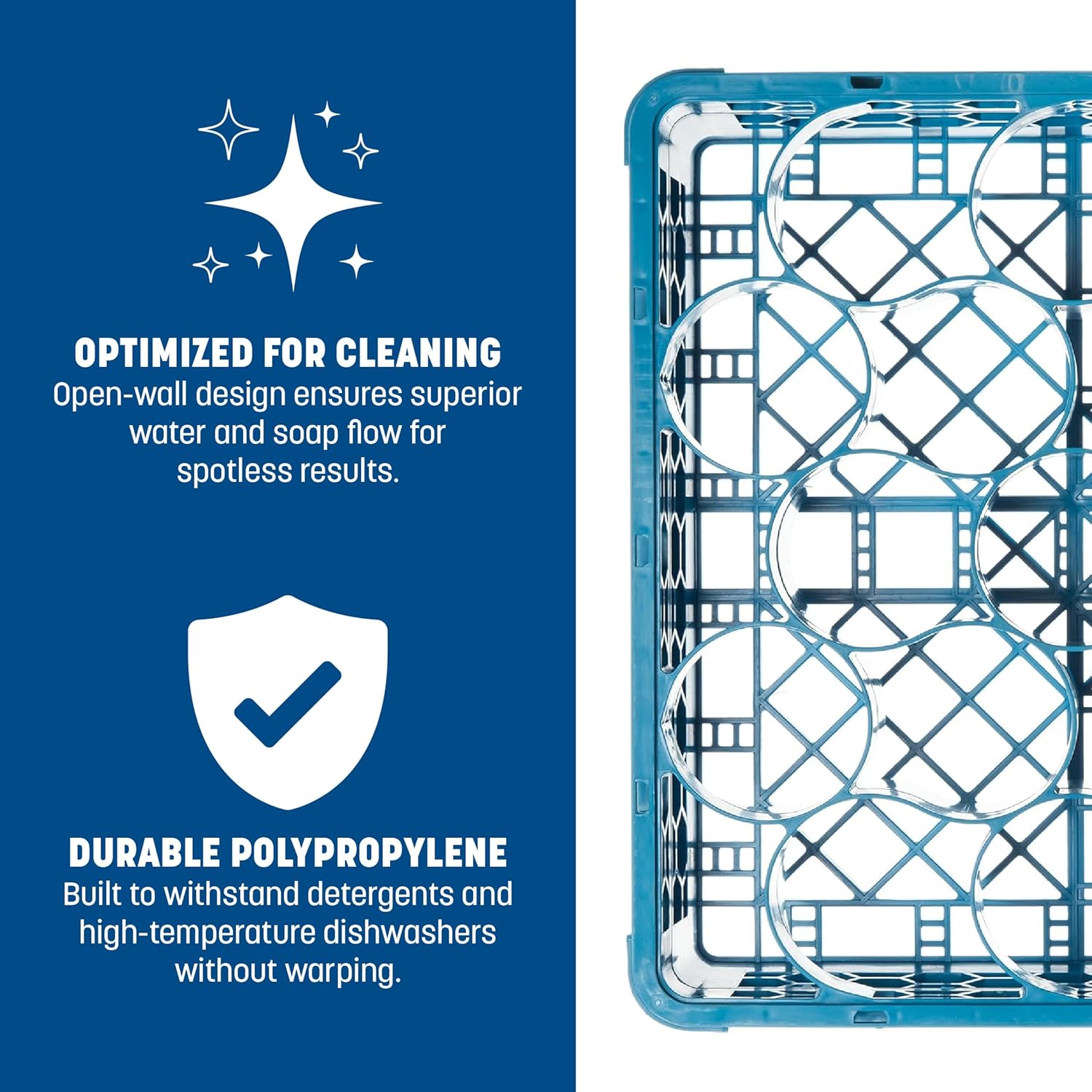Carlisle FoodService Products RW2014 OptiClean NeWave 20 Compartment Glass Rack with 1 Extender, Blue (Pack of 4)
