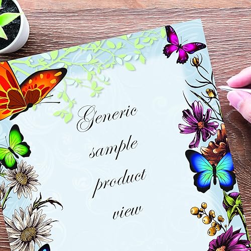 Vista 4 de Papel para impresora láser y inyección de tinta con membrete de mariposas, paquete de 25