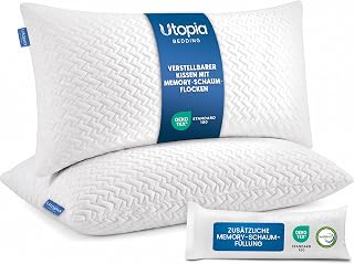 Utopia Bedding Kühlendes kopfkissen 40x80 2er Set Memory Foam Kissen