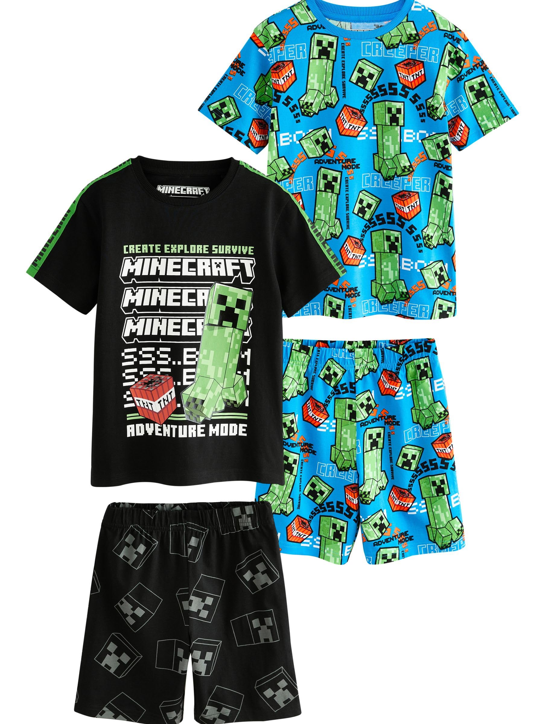 NEXT Garçon Pyjama Short Minecraft sous Licence, Lot de 2