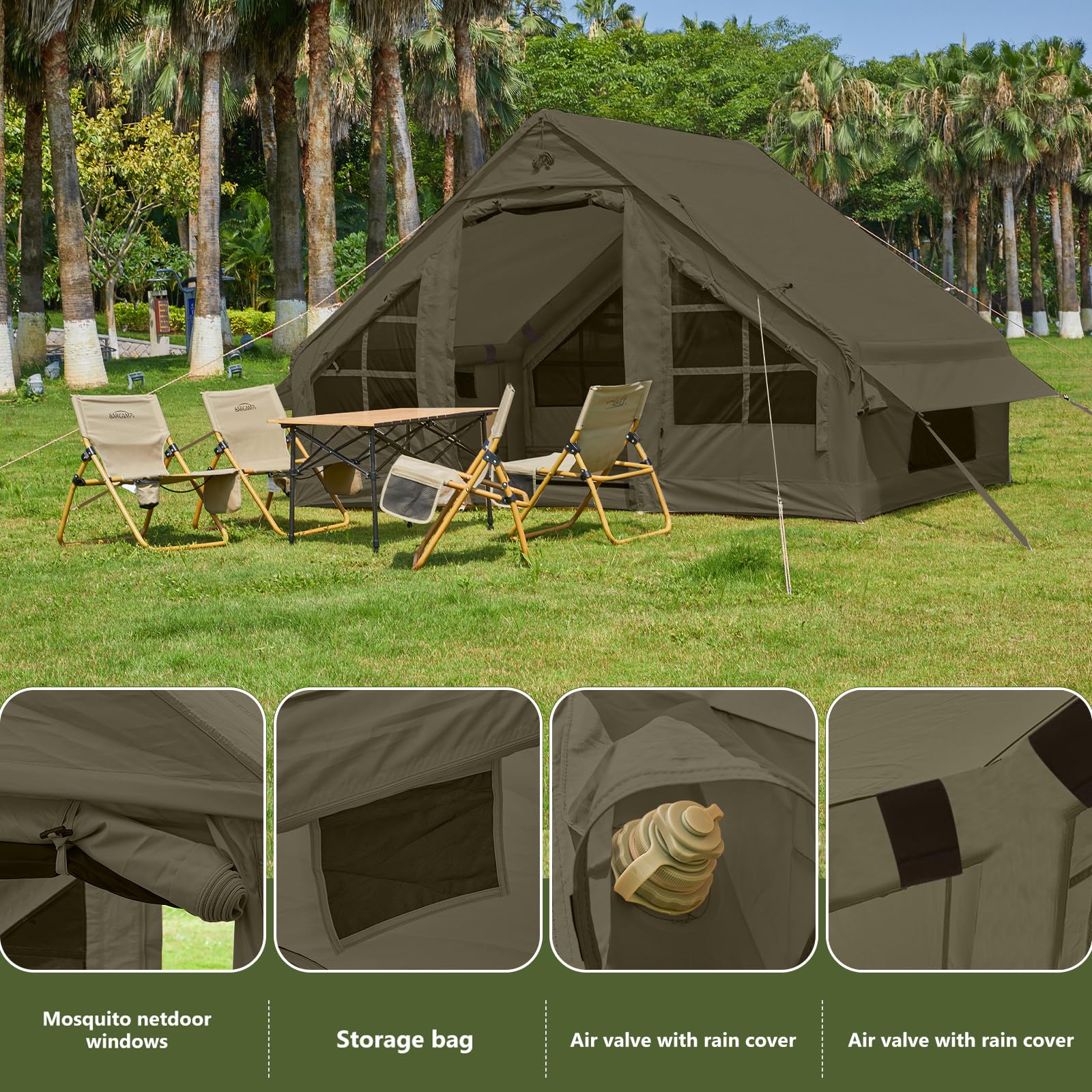SHANQUAN Tente gonflable avec pompe, tente de camping instantanée pour 4 à 6 personnes, installation facile, tente familiale gonflable pour 4 saisons, tente gonflable imperméable pour le camping avec