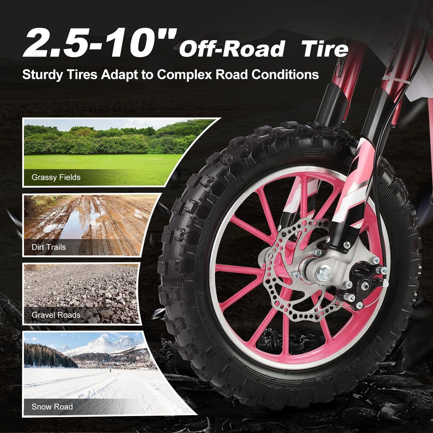 BLAZEGO 50CC Kids Dirt Bike，4-Stroke Dirt Bike for Kids，Off Road Mini Motorcycle，Front & Rear Shock, 10" Off-Road Tires, 28 MPH Top Speed, 132 LBS Max Load, Mini Dirtbike for Kids 8-14，Pink