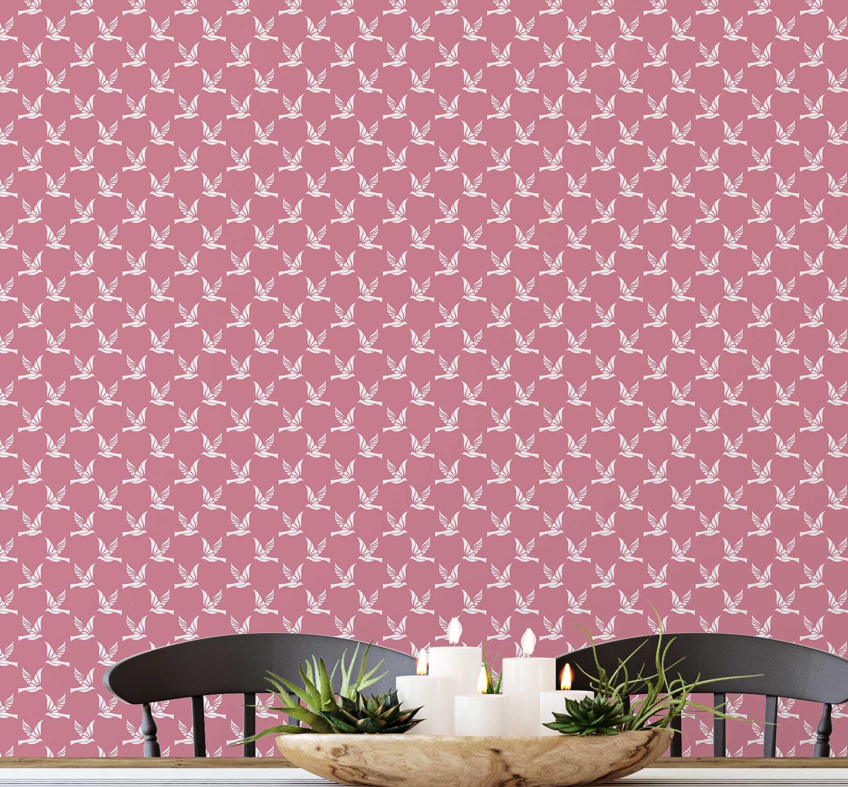 Papier peint oiseau rose en vinyle auto-adhésif 63,5x152 cm S4Sassy