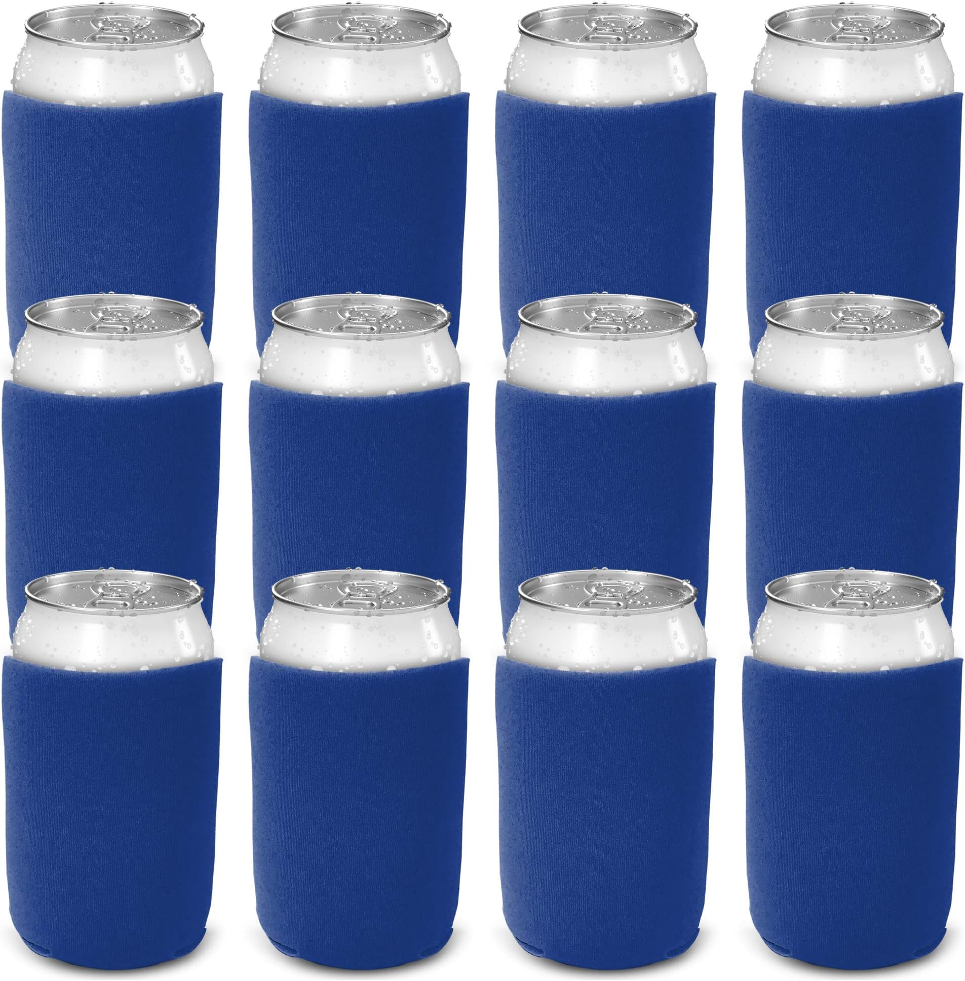 CSBD 12 Pack Blank Can Coolers, Foam Collapsible Insulated Can Sleeves for Beer, Soda, Water Bottles, Bulk Customizable Sublimation Blanks for DIY, HTV Vinyl Projects, Parties, Weddings - Blue