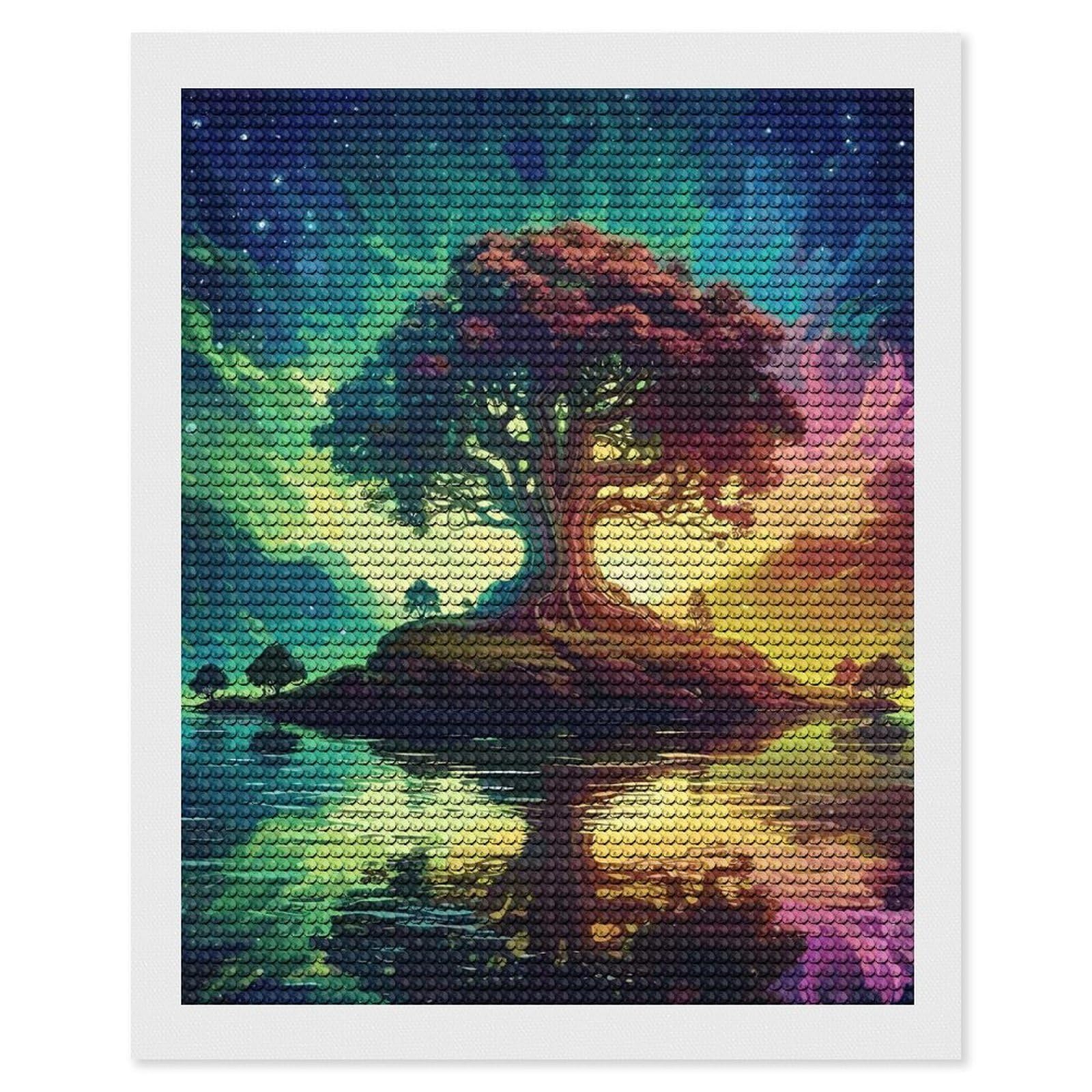 Junmoney Magical Tree DIY Diamond Art Canvas Kit 16"x20", for Teens, Finish and Display, Holiday Gift Idea, Vintage Style Decor