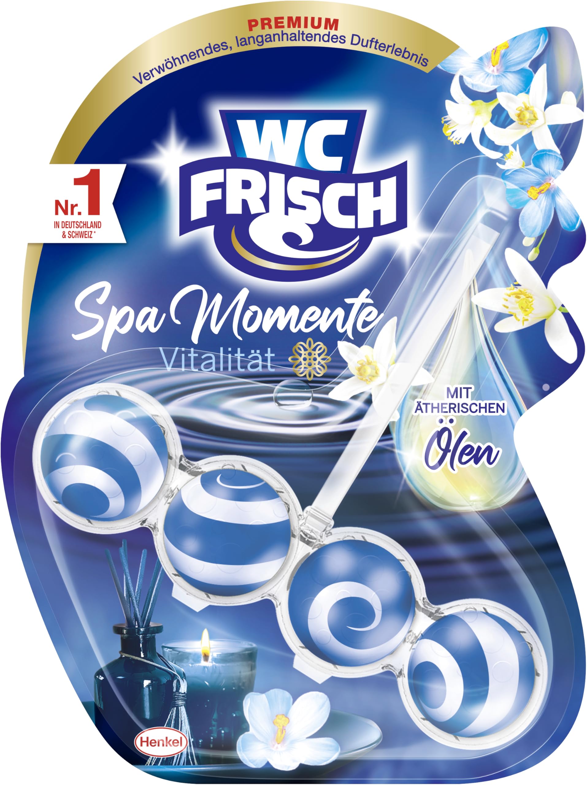 WC-Frisch Spa Momente Vitalität Lot de 10 pierres de toilette (10 x 50 g) avec huiles essentielles luxueuses, pierre WC pour une expérience parfumée dorlotante et durable