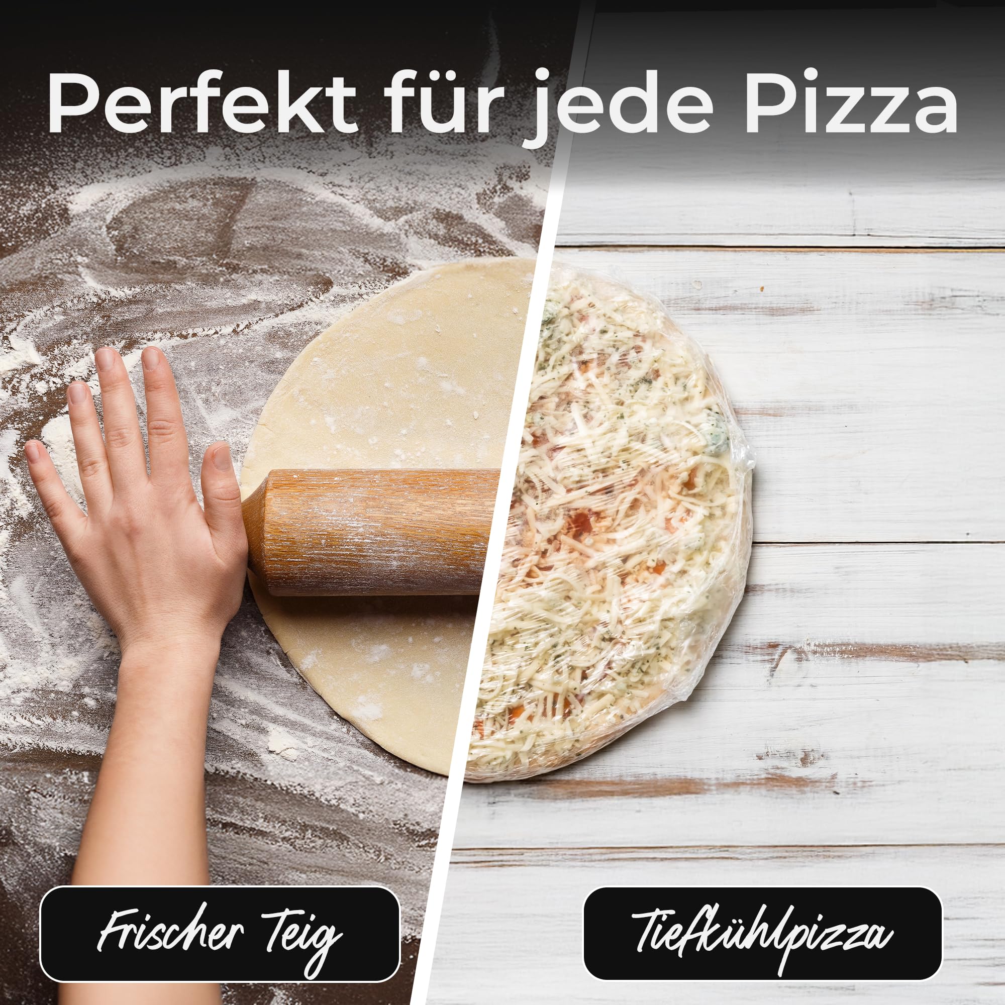 KLAMER Pizzaofen elektrisch, Pizza Ofen mit ⌀ 31cm, 1200W, 400°C, abnehmbarer Keramik Pizzastein, 5 Temperaturstufen, 15 Minuten Timer, Inkl. 2x Pizzaschieber