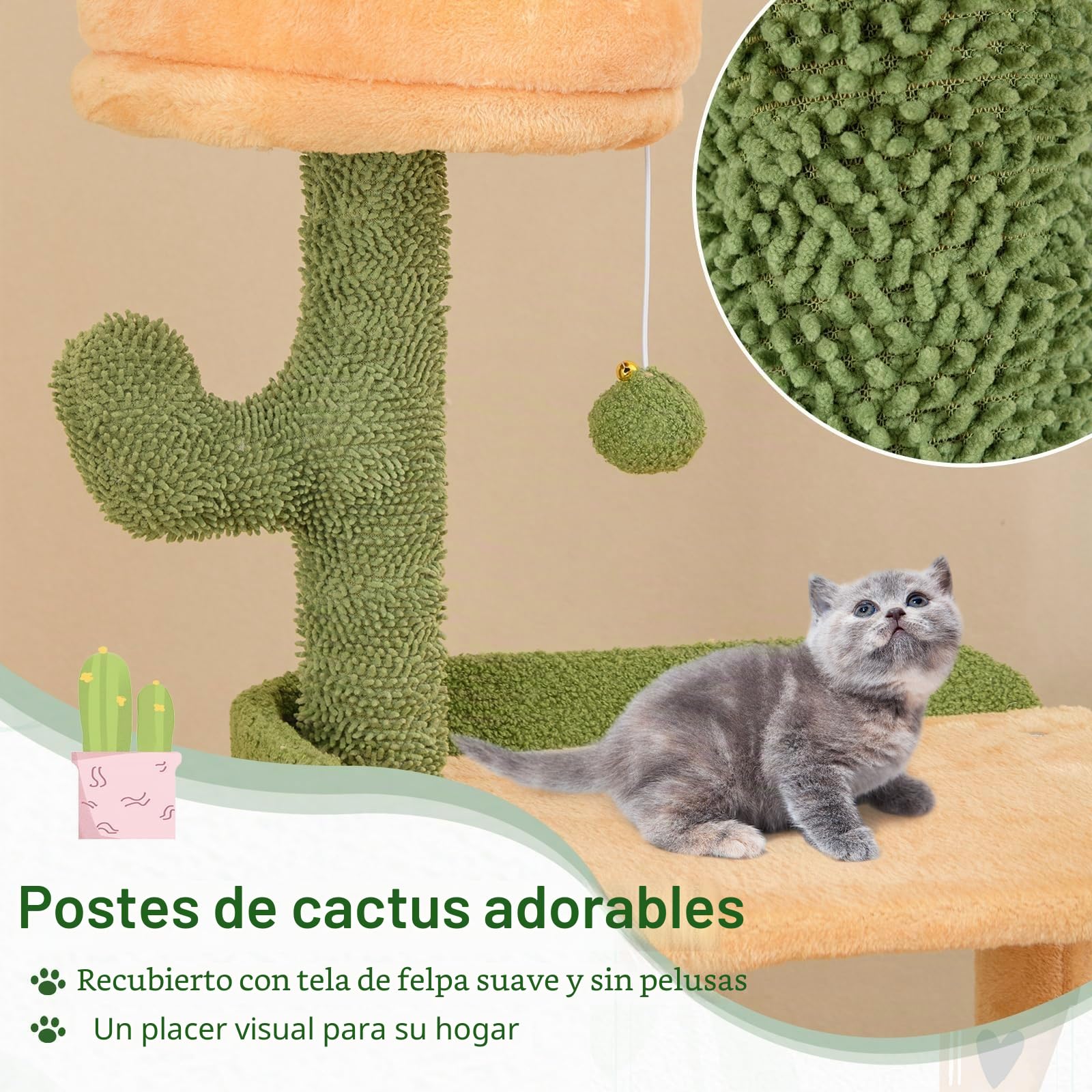 COSTWAY Rascador de Cactus, 160 cm, árbol para Gatos con Cueva para Gatos, Plataformas, Poste de sisal, Cesta, Tabla para rascar y Juguetes, Muebles para Gatos, Muebles para Gatos, árbol de Madera