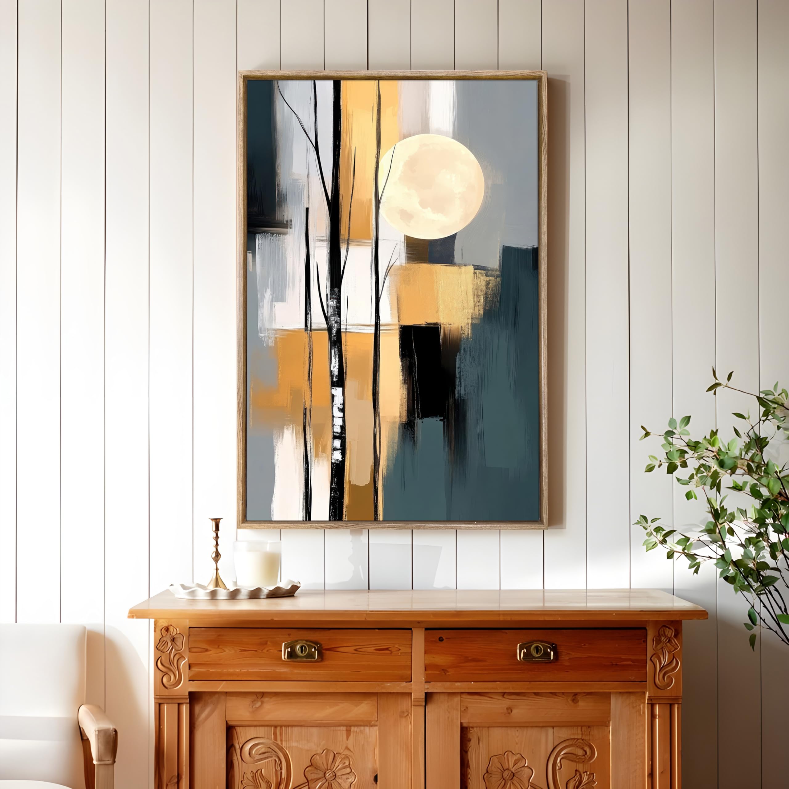 Abstract Geometric Canvas Painting - Beige, 23x35 Inch -14 Abstract Geometric Canvas Painting - Beige, 23x35 Inch -14