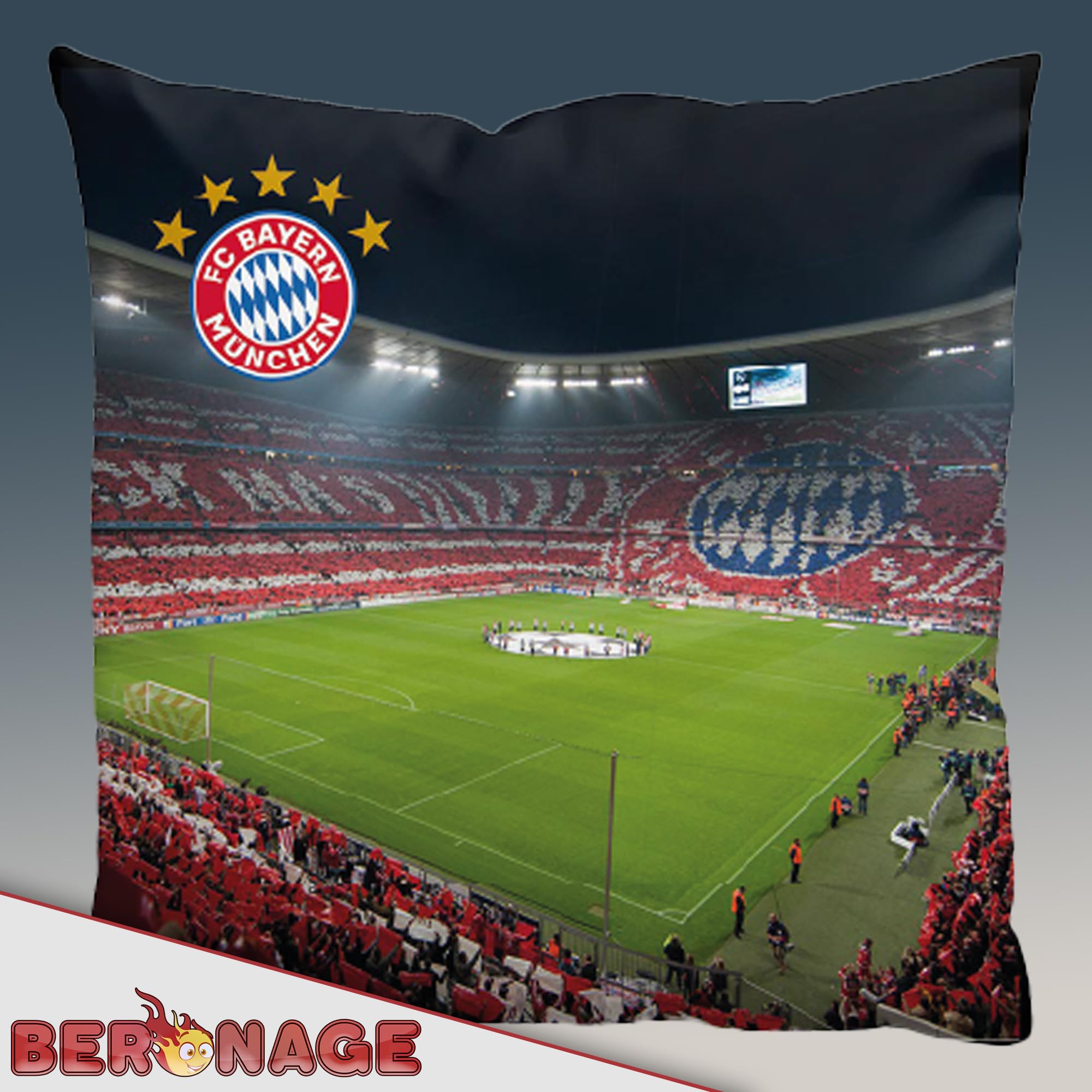 FC Bayern München Cuscino reversibile Players 40 x 40 cm Calcio Rekordmeister Mia san Mia FCB Champions League Bundesliga Allianz Arena, cuscino decorativo per biancheria da letto
