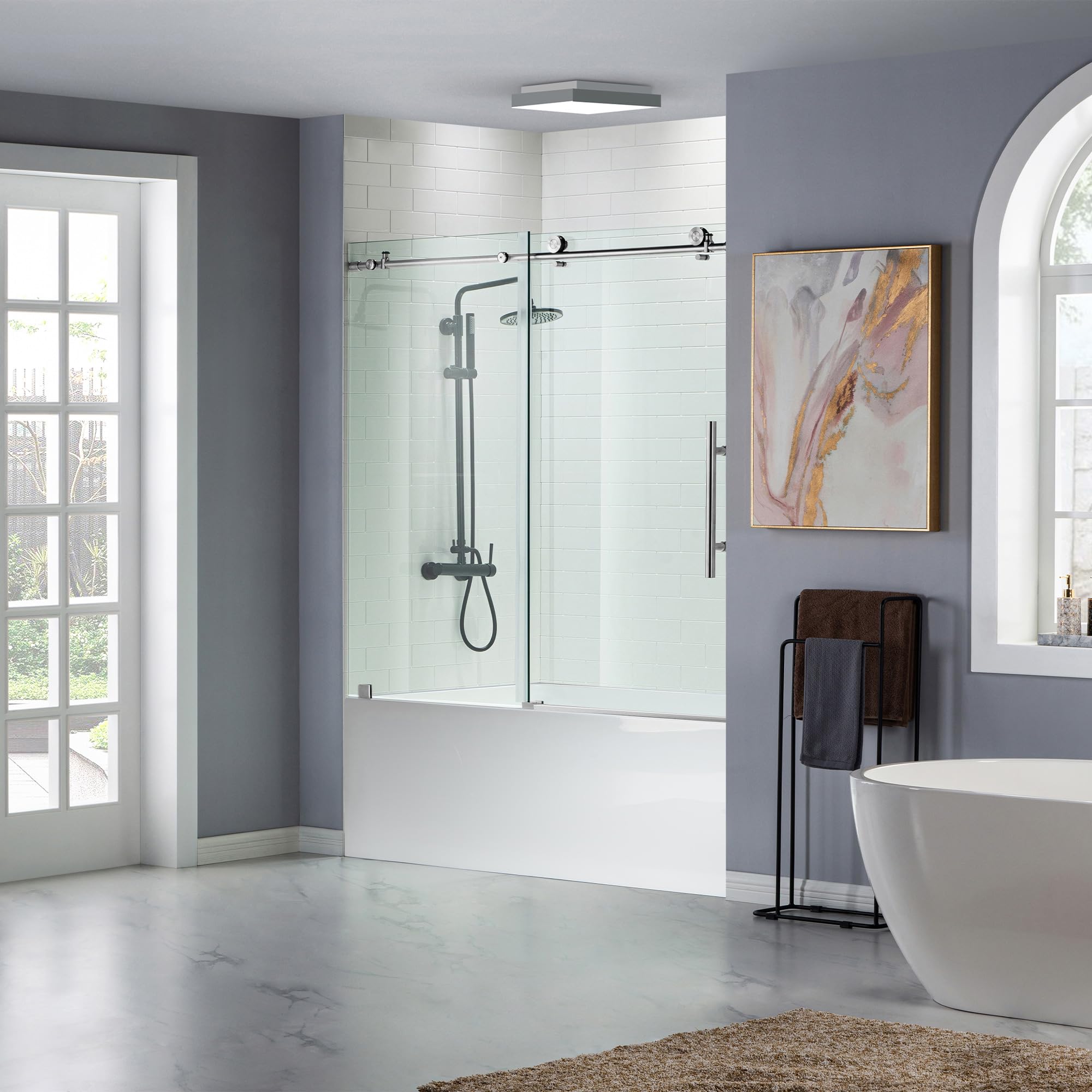 WOODBRIDGE frameless bathtub shower door polished chrome 10mm glass