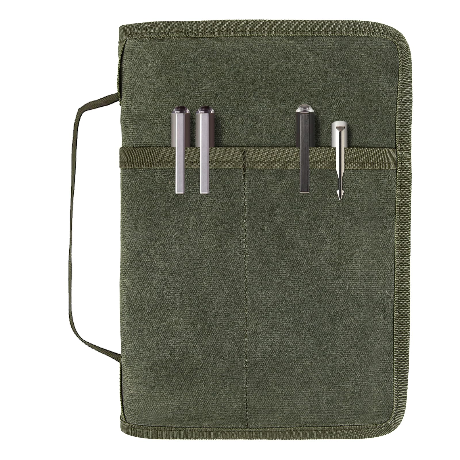 Field Notes Notebook Cover for 6.7 X 9.8 Inch with A5 Journal Cover Notebook Zipper Pocket Planner for Pen Holder,Water Resistant Cover Notebooks Sketchbook,Waterproof Waxed Canvas (Army Green)