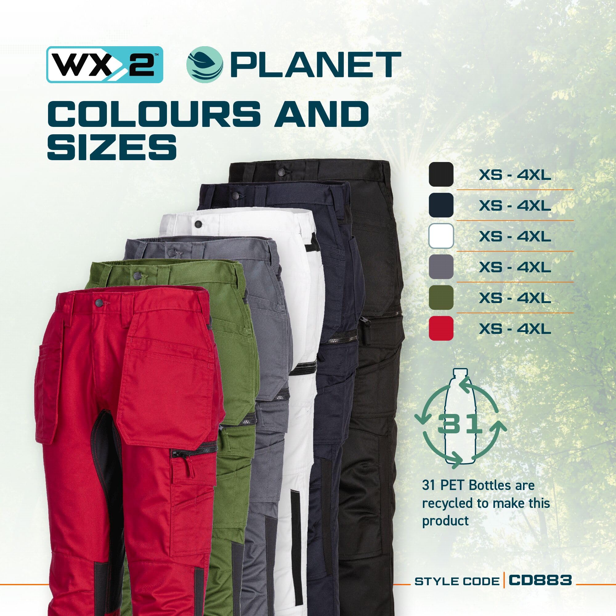 Portwest Cd883 Eco Wx2 Stretch Holster Multi Pocket Work Trousers