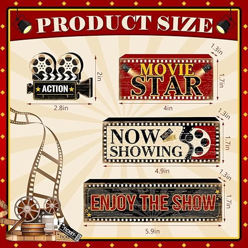 Miniatura 3 de Britimes Juego de 4 piezas de decoración de mesa de noche de película, juego de decoraciones de bandeja escalonada de Navidad, estrella de película,