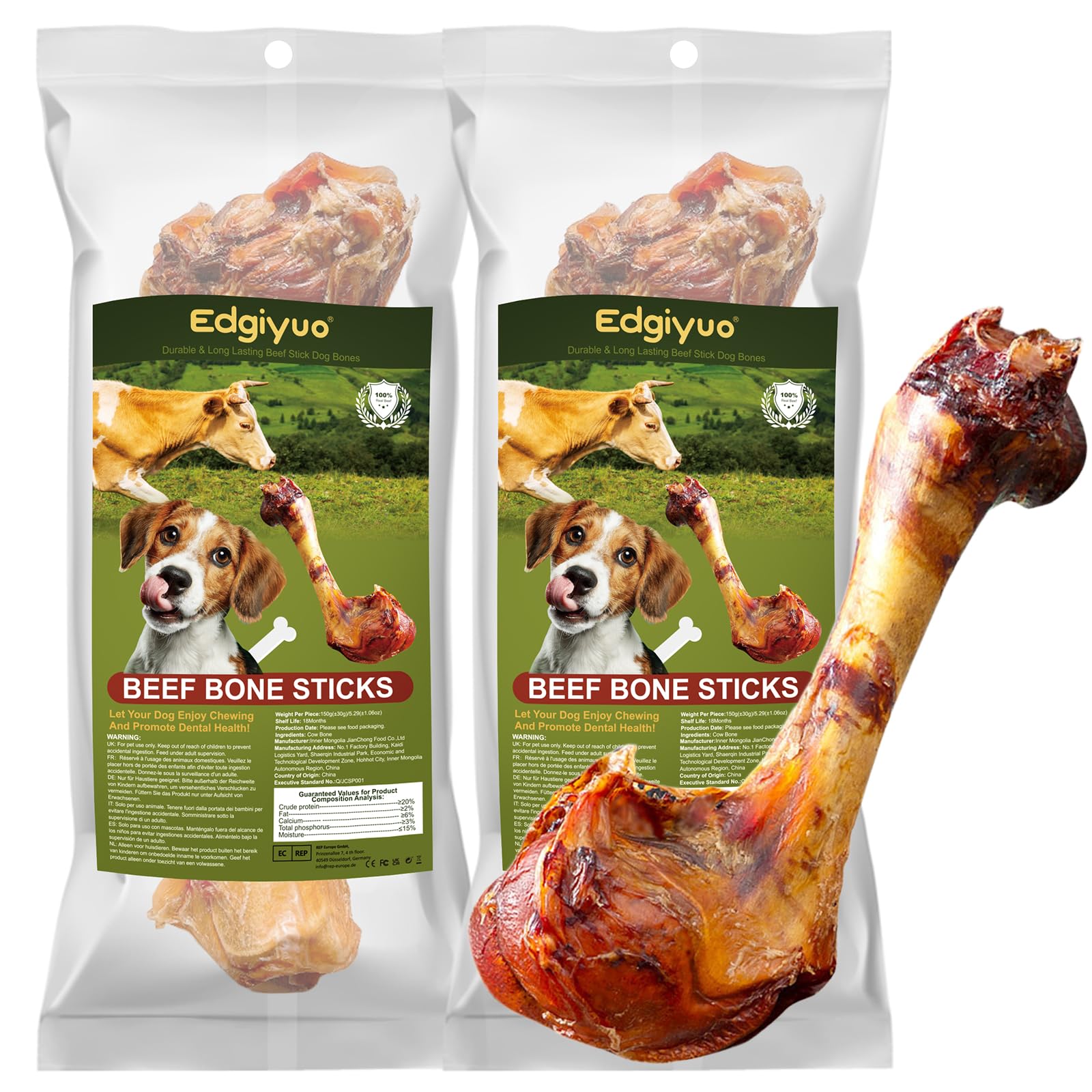 Masticable De Hueso De Ternera para Perros Que Muerden con Fuerza, Huesos Crujientes Y Juguete L De Razas PequeñAs, Medianas Y Grandes. Masticar Huesos Ayuda A Los Perros A Crecer (XL, 2PC)