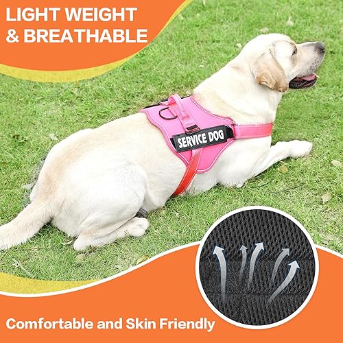 Miniatura 5 de MUMUPET Arnés para perro de servicio, chaleco reflectante sin tirones, arnés transpirable ajustable para mascotas con asa para caminar al aire
