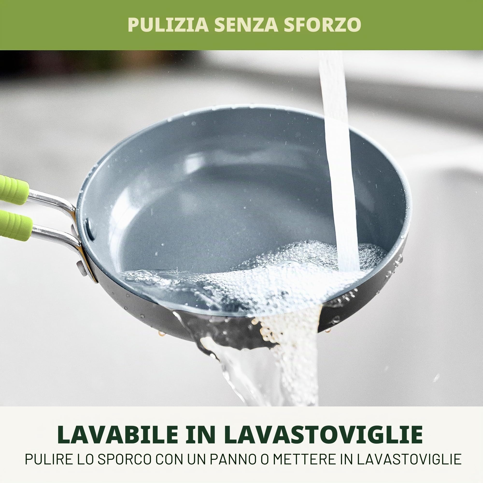 GreenPan Mini padella per uova in ceramica, antiaderente, rotonda, 12,7 cm, colore: grigio