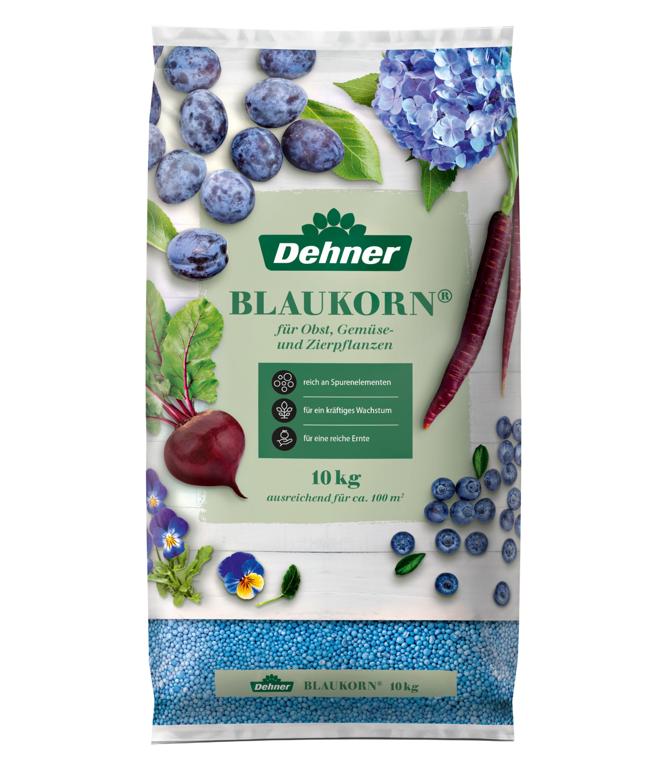 Dehner Blaukorn, hochwertiger Dnger fr Gemse / Zierpflanzen, organischer  NPK-Dnger, chloridarm, erhter Stickstoff-Anteil, 10 kg, fr ca. 150 qm,  bunt : Amazon.de: Garten