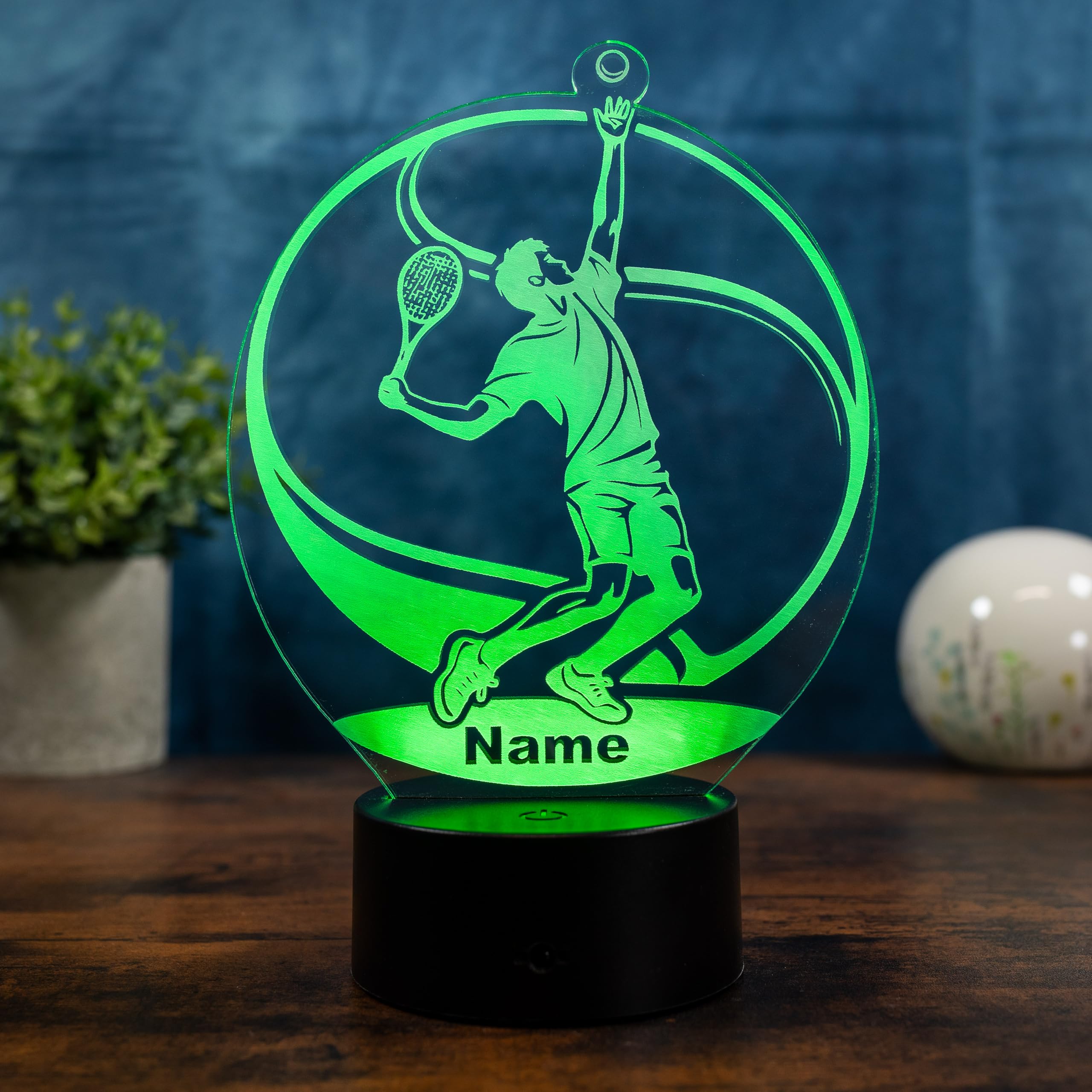 Personalisierte Tennis Lampe – Tennis Spieler Geschenk mit Name, LED Nachtlicht Tennis, Sport Geschenk Tennisspieler, Kinder & Erwachsene Deko Licht