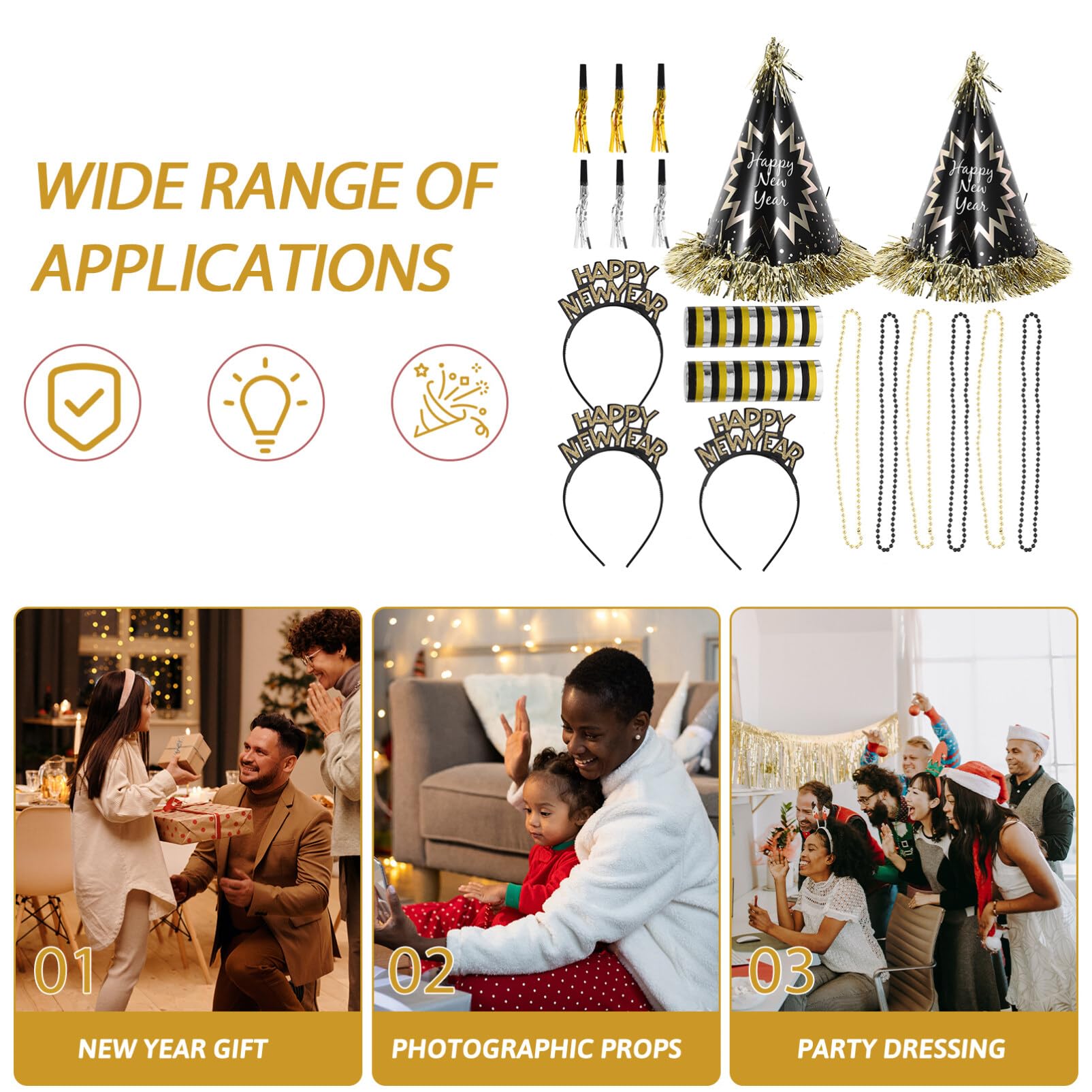 Tofficu 1tasche Silvester-partyhüte Mit Perlenkette Stirnbänder Tröten Und Partygeschenken Für Neujahrdekoration Hüte Und Dekorationen Für Silvesterfeiern
