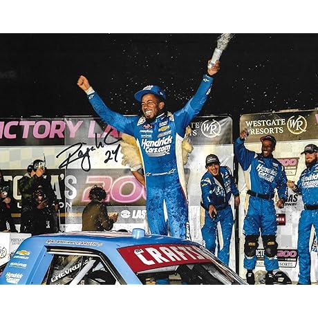 Authentic 2024 Rajah Caruth Hendrick Cars 1st Las Vegas WIN Signed Auto 8x10 Photo Proof