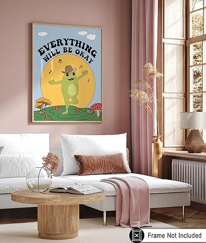 Miniatura 6 de Poster Master Póster Everything Will Be Okay, impresión retro de ranas bailarinas, arte de hongos, arte de preparación, arte musical, arte de citas