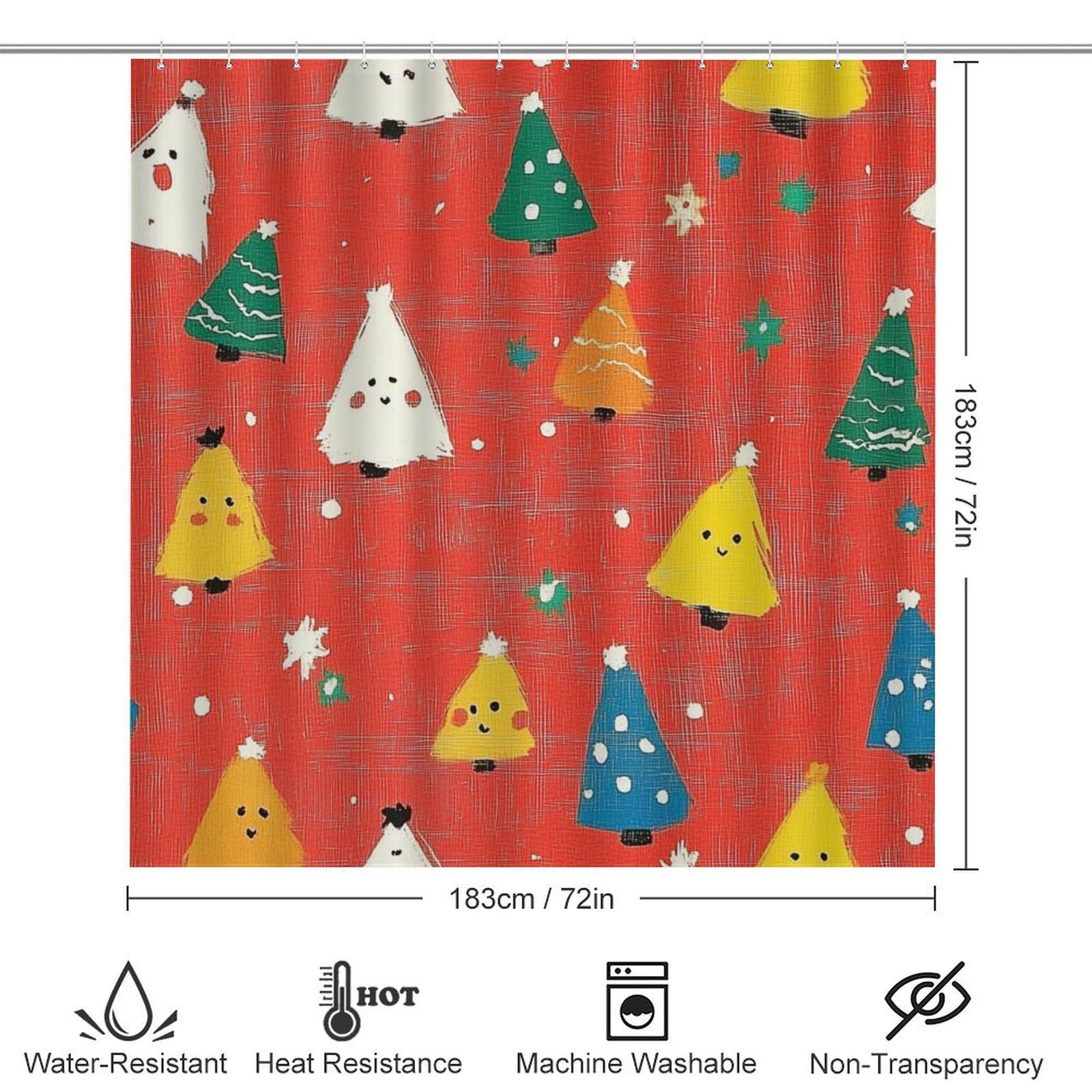 Feliz Navidad Baño de Cuatro Piezas Tappeto De Baño De Bambú, Antideslizante Y Lavable, Ideal para Ducha Y Baño Moderno 183×183cm