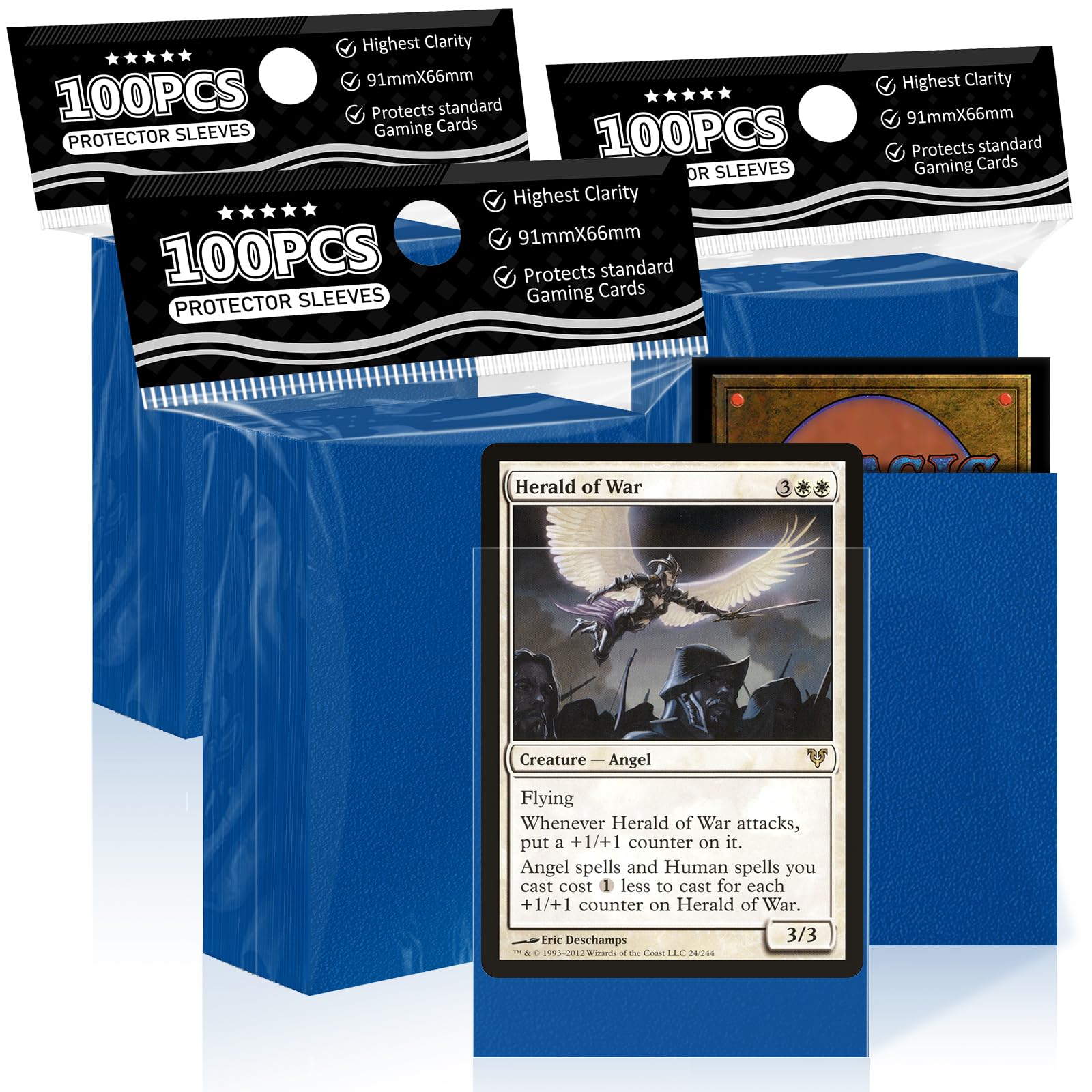 Night Blue Card Sleeves Fit for MTG 300 Pieces Perfect Fit Standard Card Sleeves for Trading Card Sports Cards Baseball Cards TCG Yugioh Magic,Affordable Sturdy and Nice Shuffling