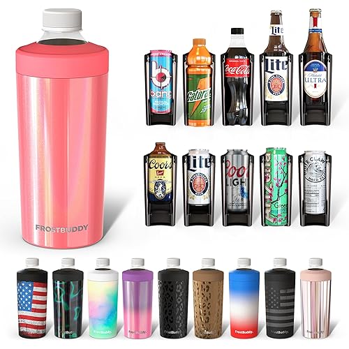 Universal Buddy XL Can Cooler by Frost Buddy - Fits 12-ounce, 16-ounce, 20-ounce, and 24-ounce Cans and Bottles - Keep Your Drinks Refreshingly Chilled for over 12 hours. (Coral Crush)