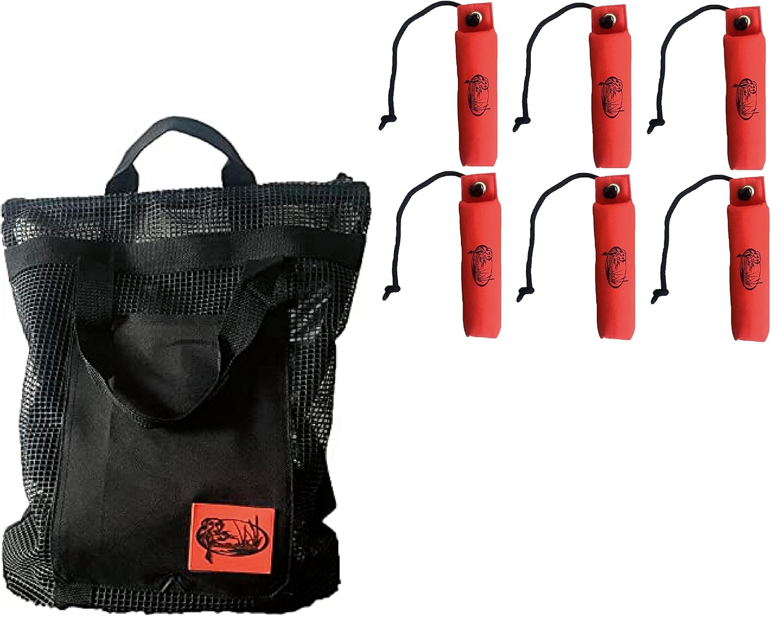 Dog Training Kit - (6 Pack) Large Canvas Dog Training Bumper Orange with Throw Rope - Bumper Mesh Bird Bag Bumper Bird Bag Dog Training Dummy Bumper Storage Bag with Adjustable Strap