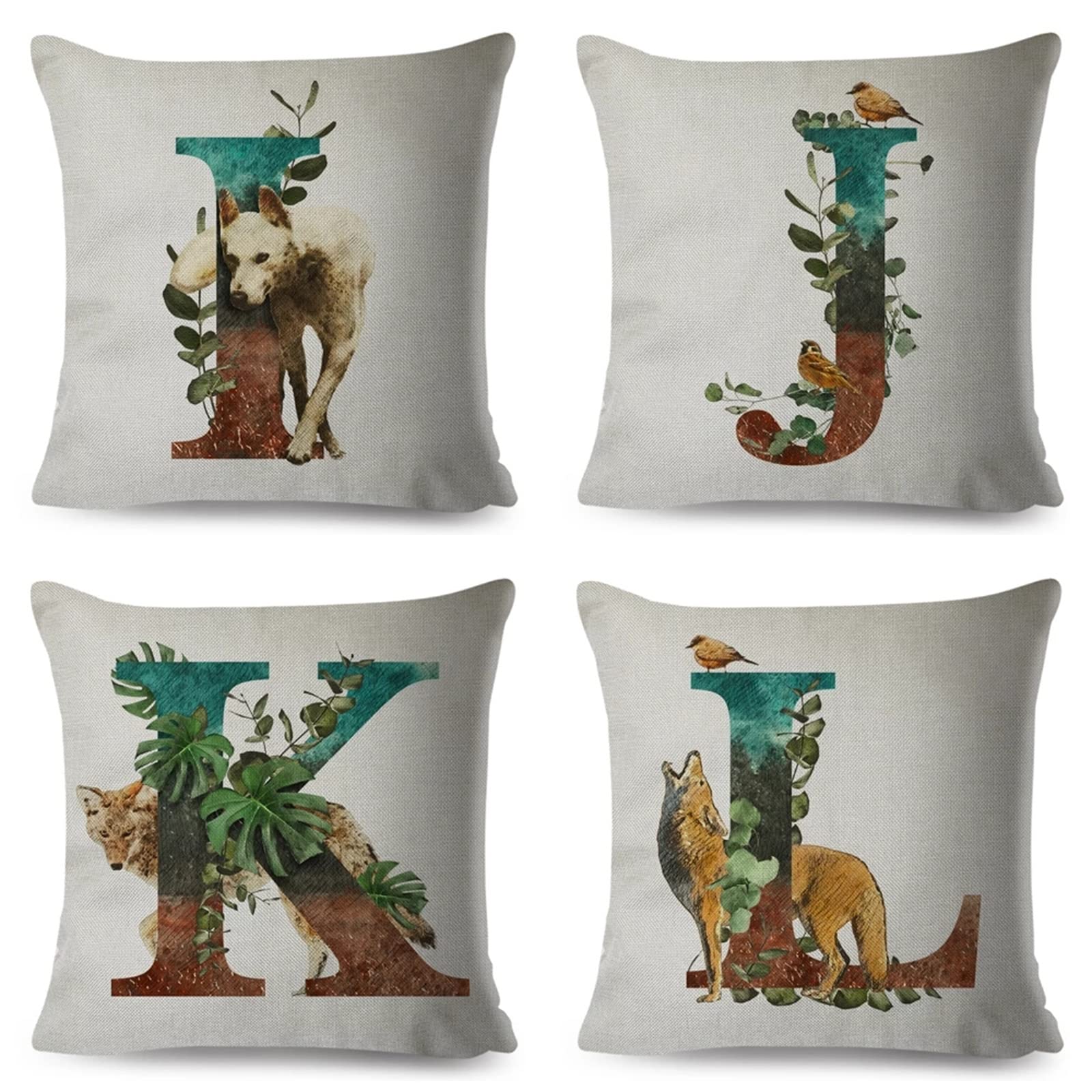 4 sztuki dekoracyjnych poszewek na poduszki, 50 x 50 cm, nowoczesny design dwustronny nadruk poszewka na poduszkę do ogrodu na zewnątrz patio ławka salon sofa dekoracja domu poszewka na poduszkę szare litery, 50 x 50 cm