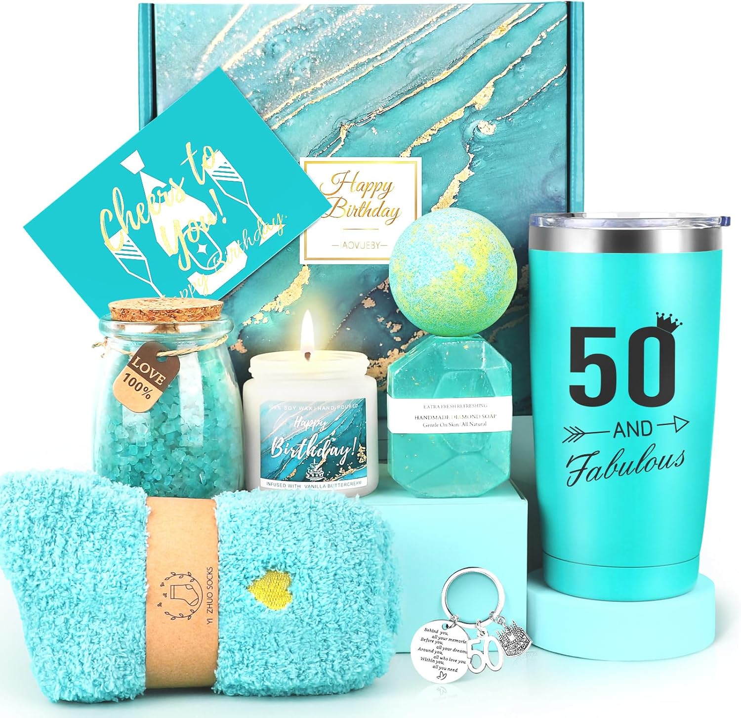 50th Birthday Gifts for Her, 50th Birthday Gifts for Women, 50 Fabulous Gift for 50 Year Old Woman, 50 Year Old Gift Baskets, Unique 50 Bday Present Ideas for Her Mom Sister Friend Wife