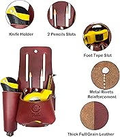 Vista 4 de RUSTIC TOWN Soporte de cuero para cinturón de herramientas, funda retro para cuchillos de bolsillo, organizador de herramientas de cuero resistente