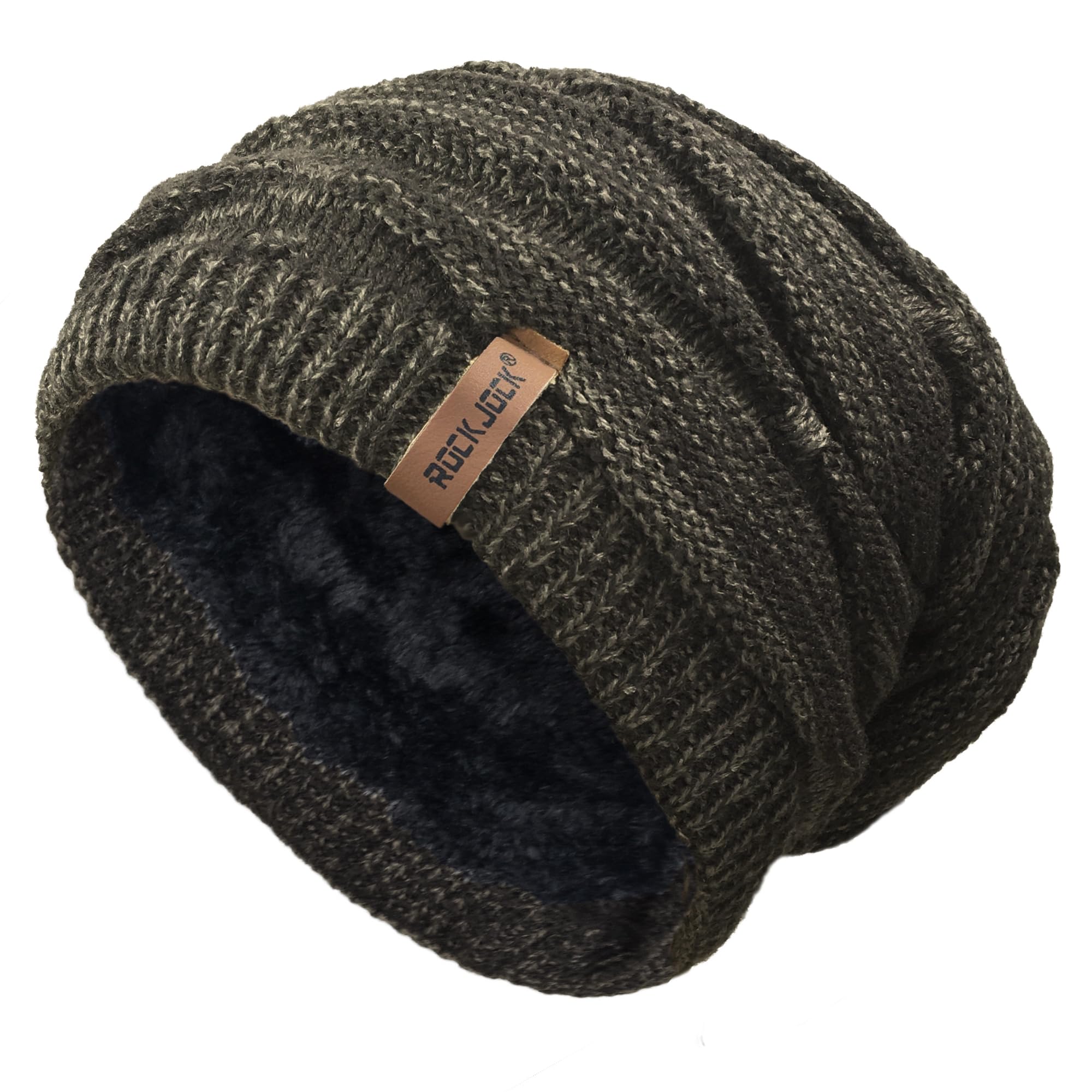 Mens Winter Knitted Slouch Beanie with R80 Thermal Insulation and Cosy Fleece Lining