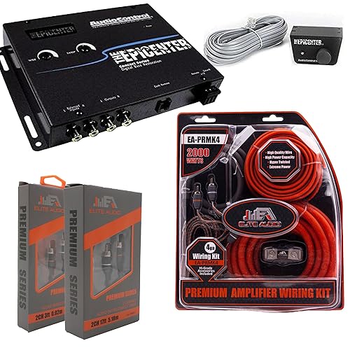 Elite Audio, Kit de cableado de amplificador y combo de epicentro, 2000 vatios de potencia máxima, procesador de graves epicentro con perilla de