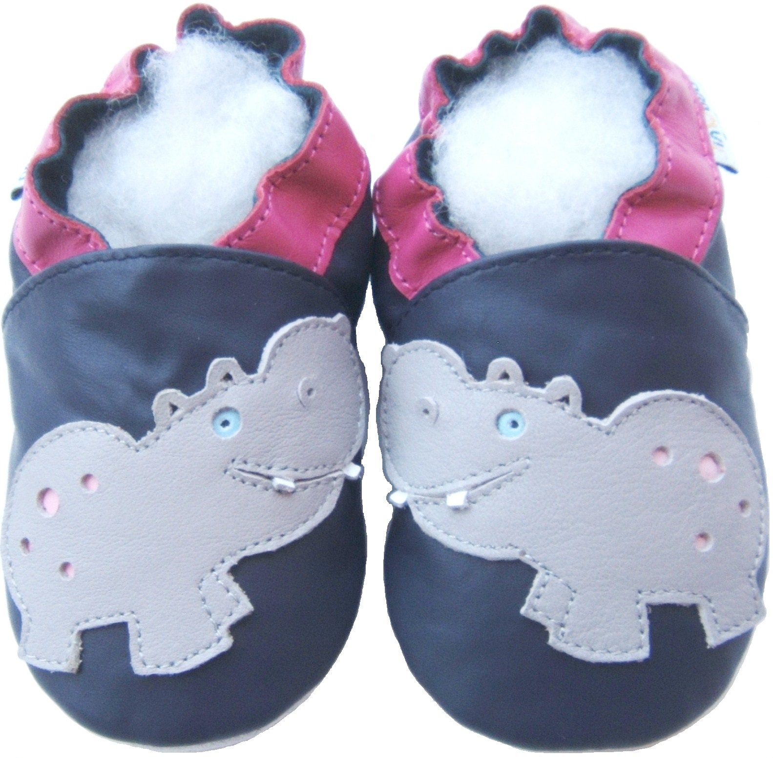 Leather and Corduroy Baby Soft Sole Shoes Boy Girl Infant Child Kid Toddler First Walk Gift Hippo Navy (0-6month, Navy)