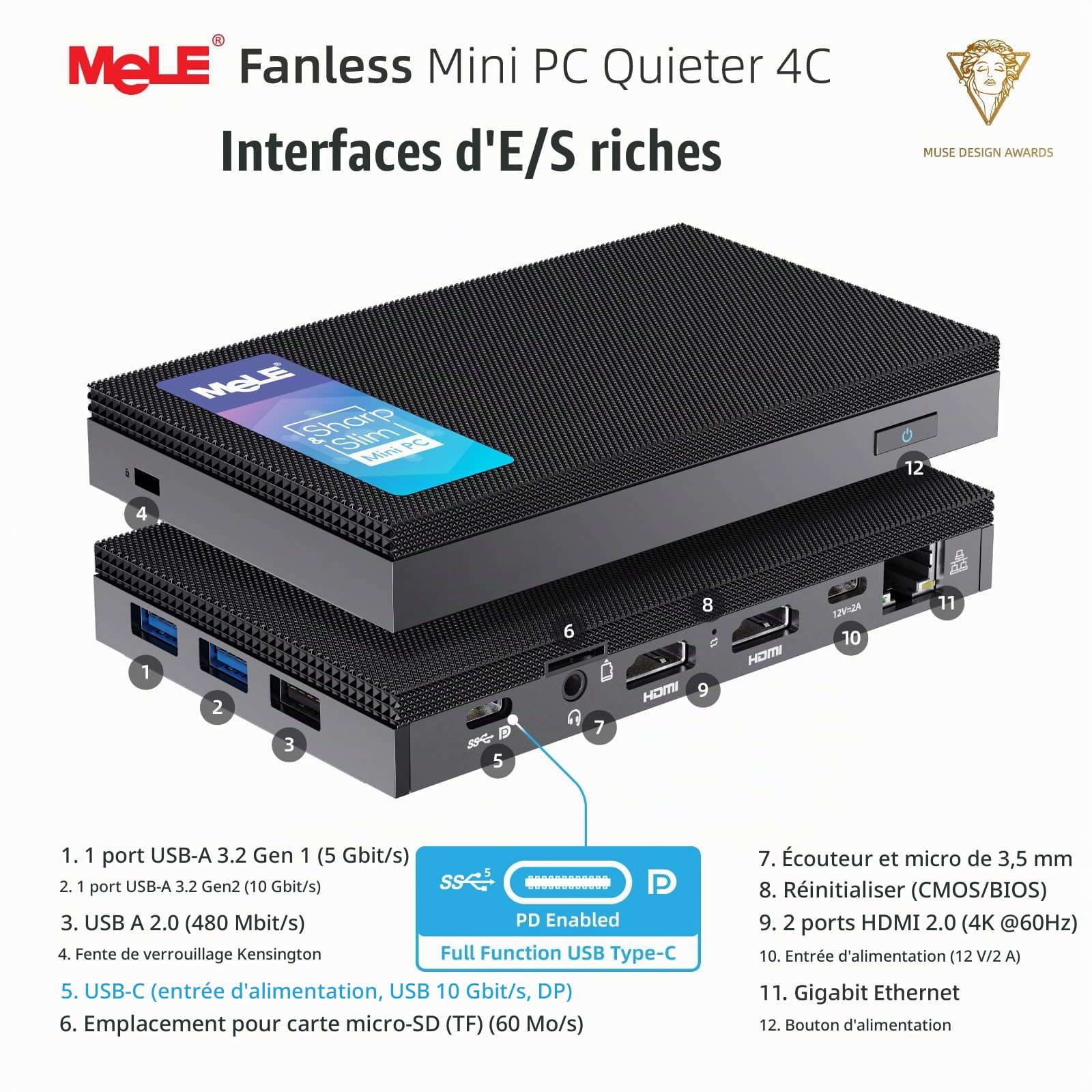 MeLE Quieter 4C Mini PC Fanless, N150 16GB 512GB, Triple Affichage 4K | MeLE Quieter 4C Mini PC Fanless, N150 16GB 512GB, Triple Affichage 4K