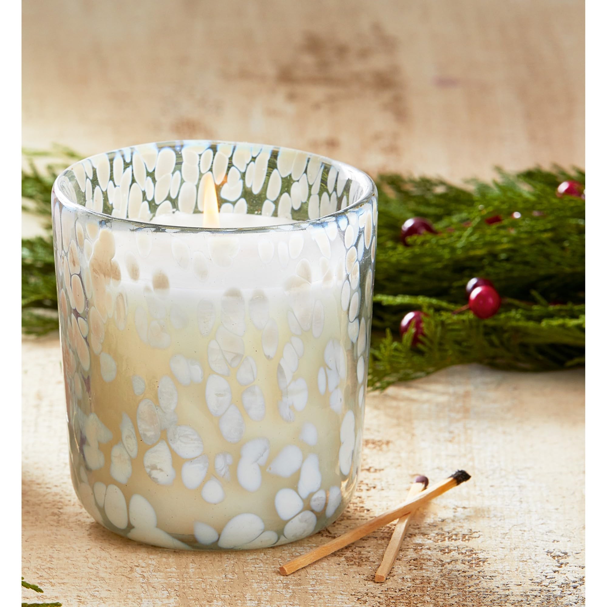 tag Confetti Scented Soy Paraffin Wax Candle with White Patterned Glass Container, 4.0L x4.0W x 4.25H, Burn Time 40 Hours White