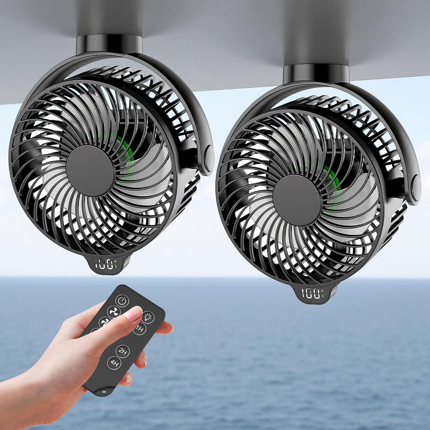 2-Pack Magnetic Cruise Approved Fan with LED Display, 12000mAH Battery Operated Fan with Magnet, Timer, Lighting, Fits for Cruise Ship Cabin, Sleeping, Camping, Travel & Cruise Essentials 2026