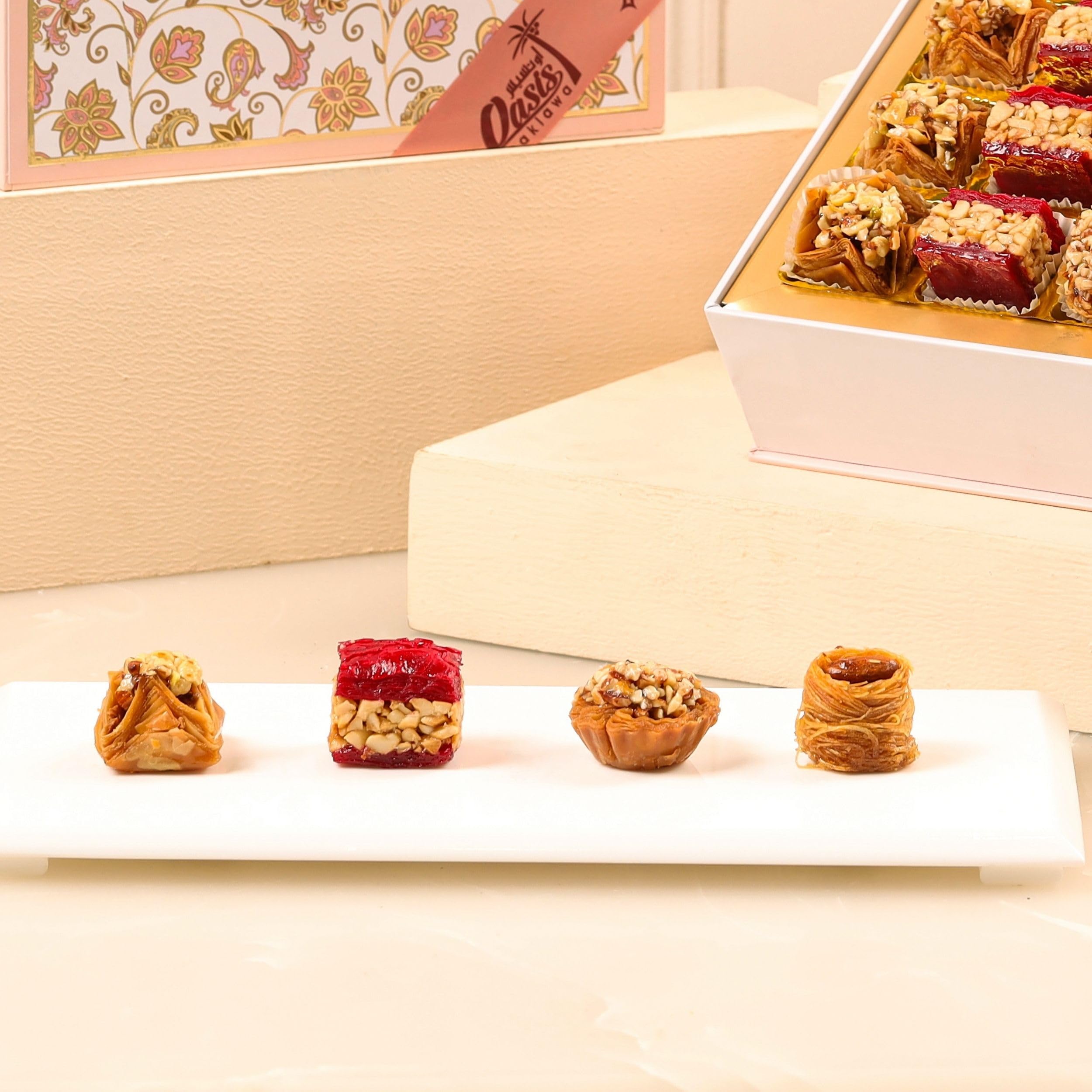 Oasis Baklawa Assorted Baklava Sweets | Rosello Collection Box – Premium Turkish & Lebanese Sweets Gift Box | Festive Gift Hamper for Rakhi, Diwali, Eid, Weddings & Corporate Gifting (16 PCS) 2
