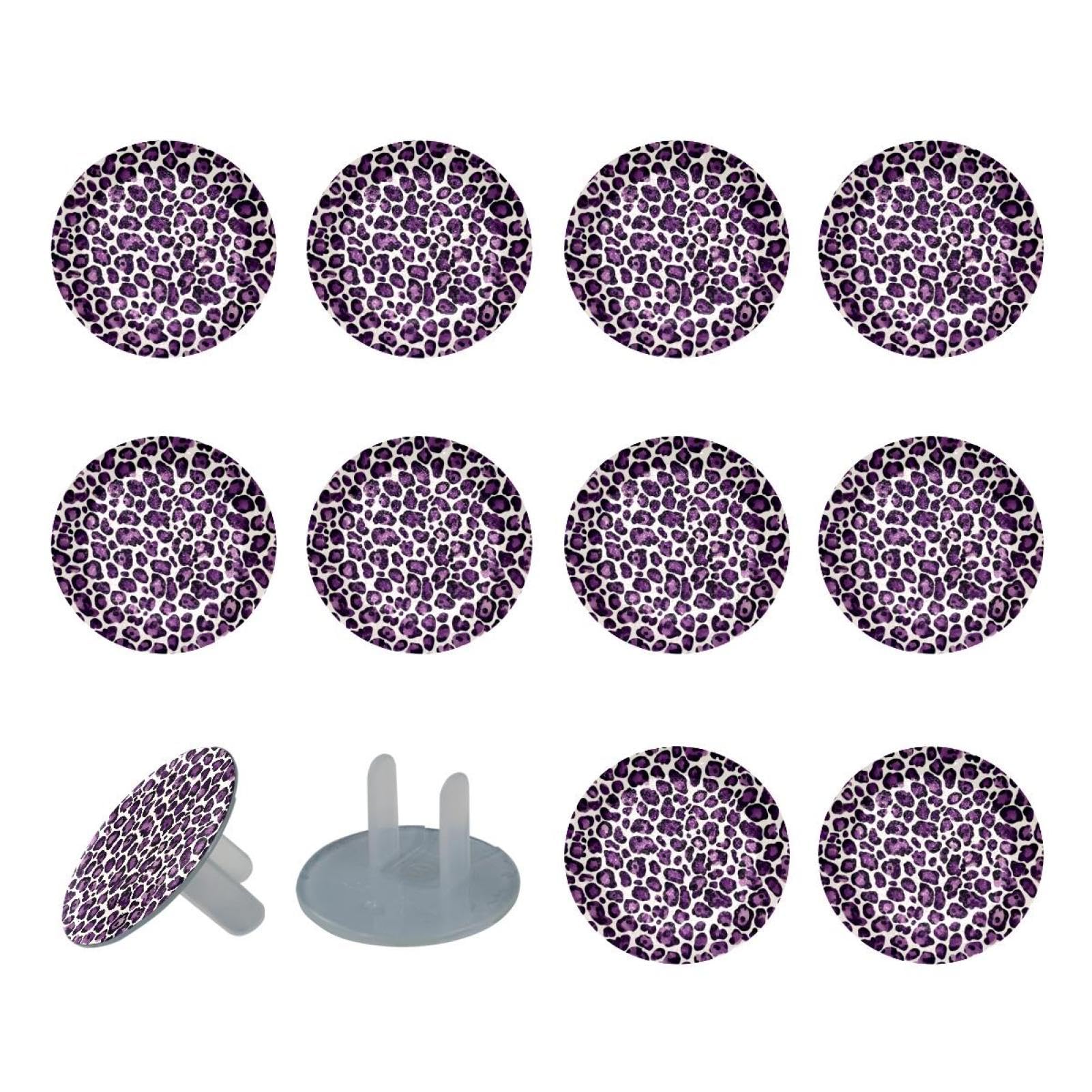 24 Piece Purple Leopard Baby Child Proofing Outlet Covers Safety Socket Protection Caps for Electrical Power Wall Plates