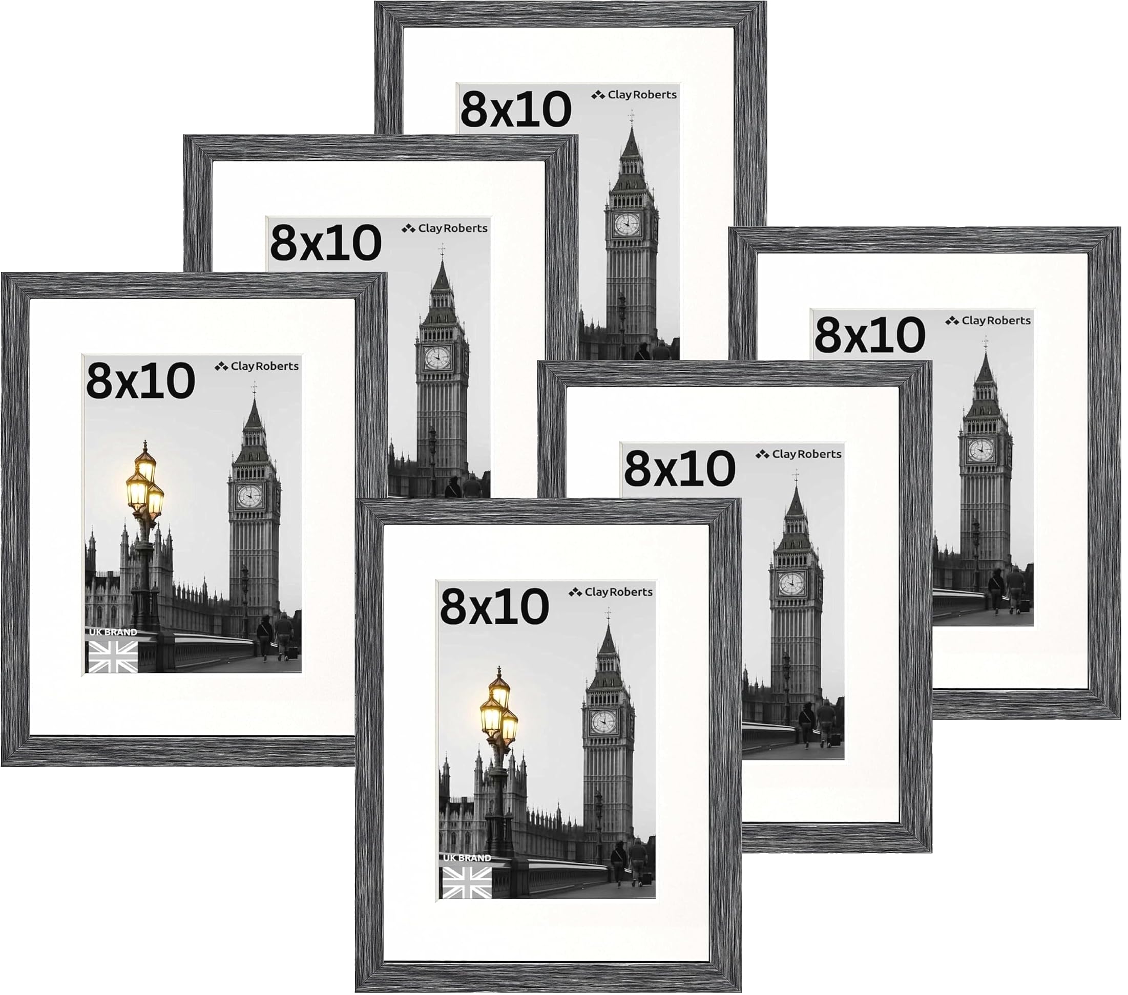 8x10 Dark Grey Photo Frame, Picture Frames with 7x5 Mount, Mat, Wood Design Finish, Wall Collage Display or Tabletop & Wall Mount, Prints Photos & Pictures, Home or Gift with Slim Profile — image 1