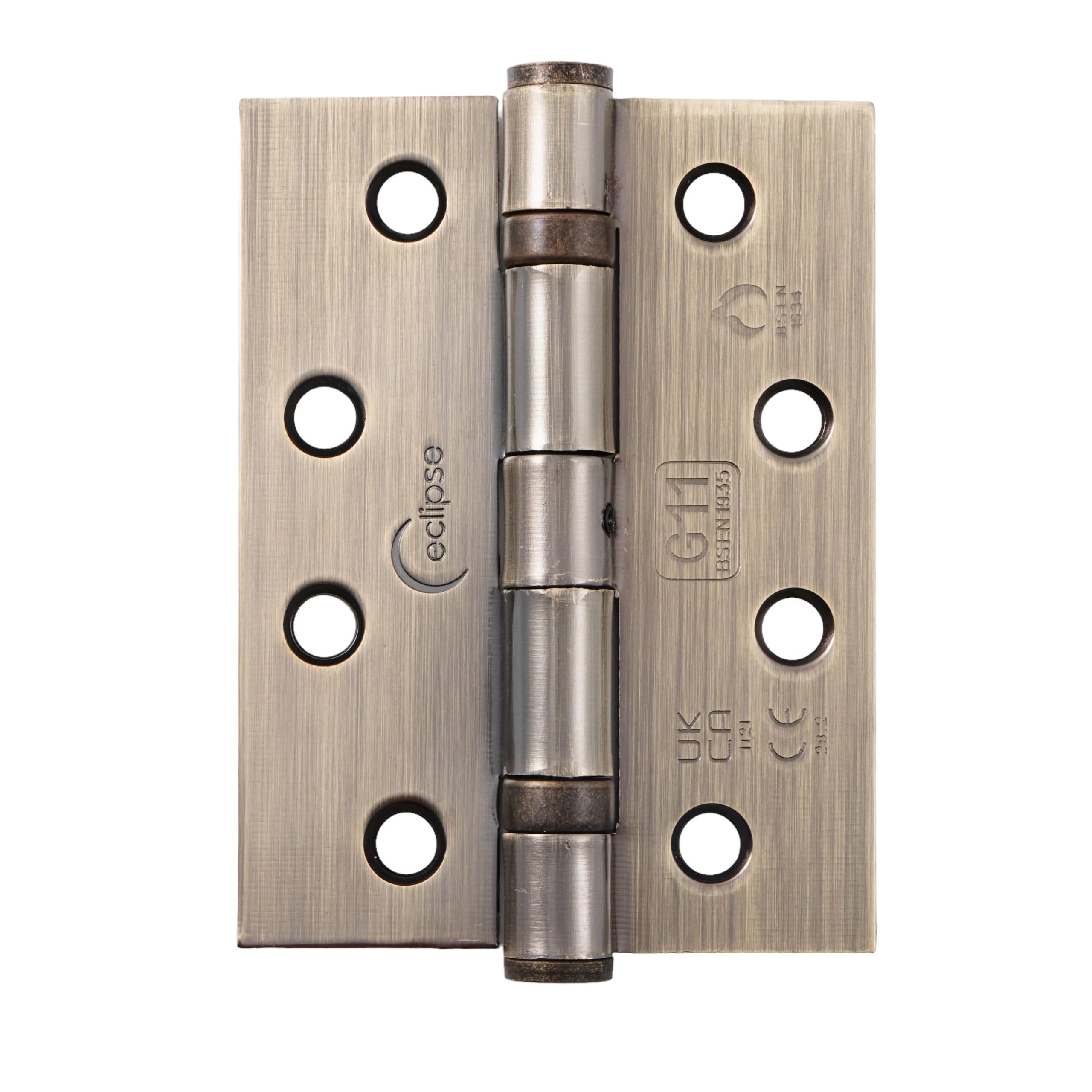 Eclipse Antique Bronze Steel Ball Bearing Door Hinges, 4 Inch 102Mm, Grade 11, Fire Rated, One Pair & Screws (Antique Bronze)